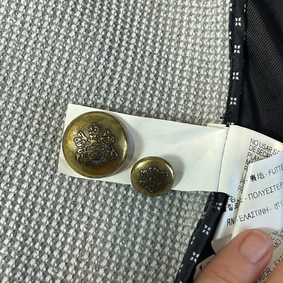 ZARA Woman One Gold Button Waffle Knit Blazer Jacket Grey M Single Breast Kate - Picture 12 of 15